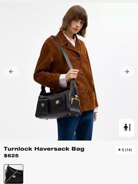 Coach Haversack Black Leather Shoulder Bag Gold Hardware Front Pockets Kisslock